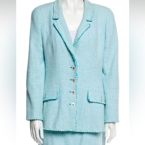 Chanel 1997 Micro Check Tweed Skirt Suit (fits like modern day size 8) - Picture 3 of 14